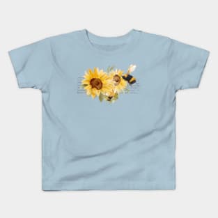 Elegant Honeybee Sunflowers Vintage Letter Kids T-Shirt